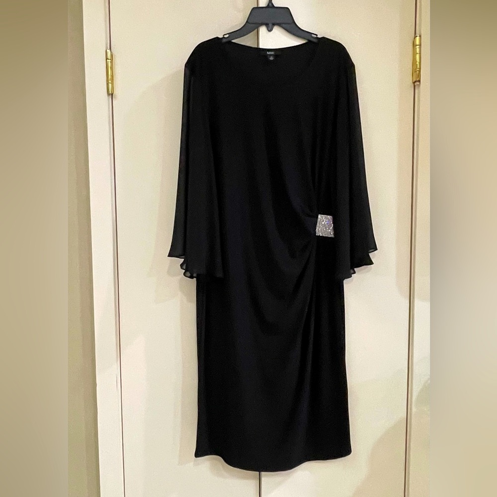 MSK Black Midi Dress with White Sparkle Appliqué
